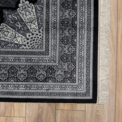 Makine İpek Siyah-Gri Halı 1166D