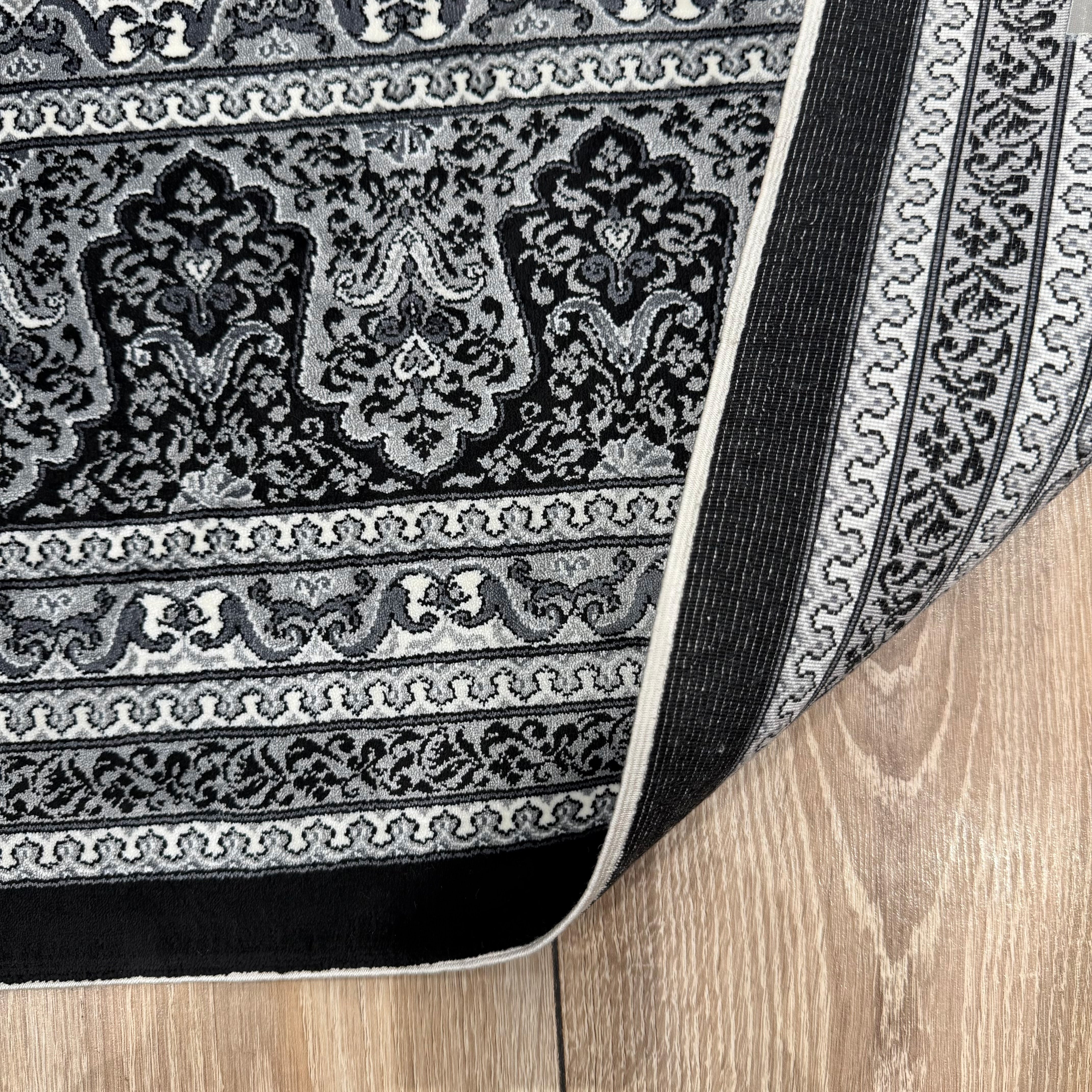 Makine İpek Siyah-Gri Halı 1166D